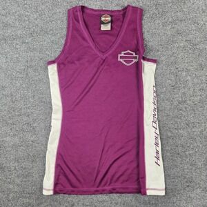 Harley Davidson Women's M Tank Top Sleeveless Purple White Performance Wisconsin